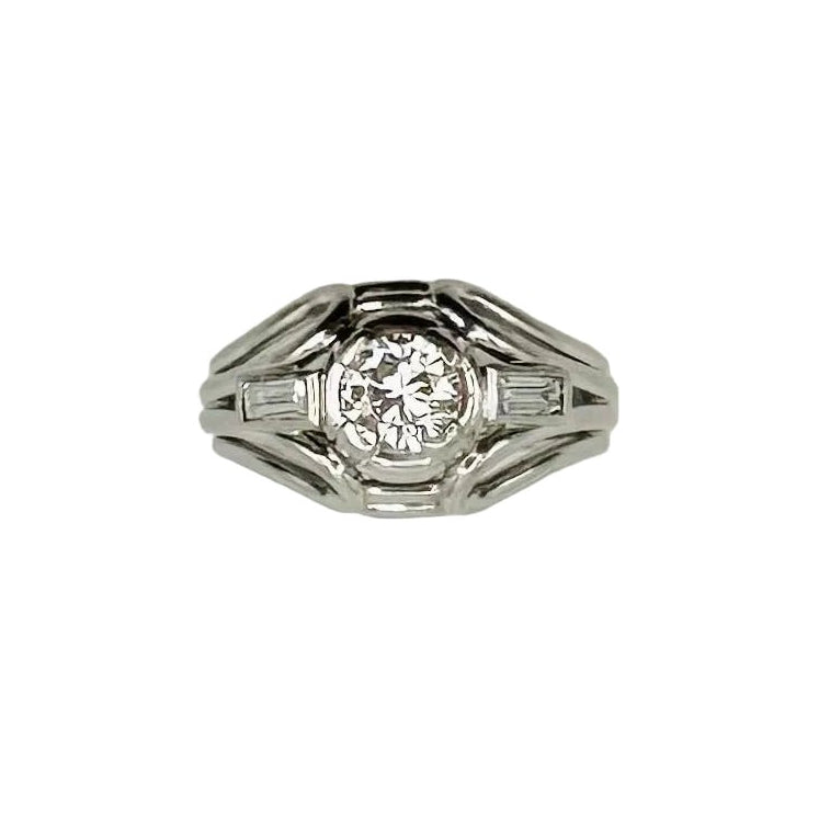 Bague Solitaire en platine et diamants - Castafiore