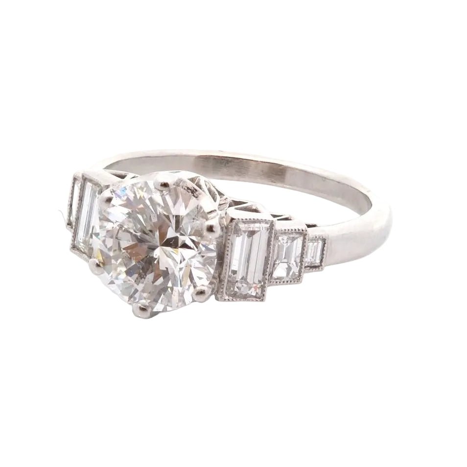 Bague Solitaire en platine et diamants - Castafiore