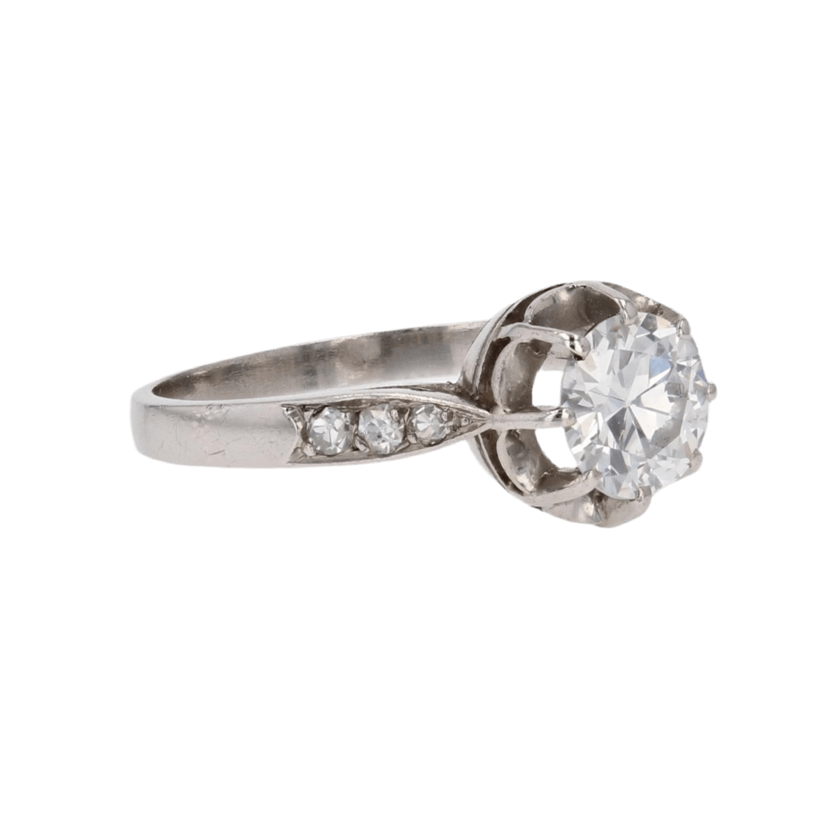 Bague Solitaire en platine et diamants - Castafiore