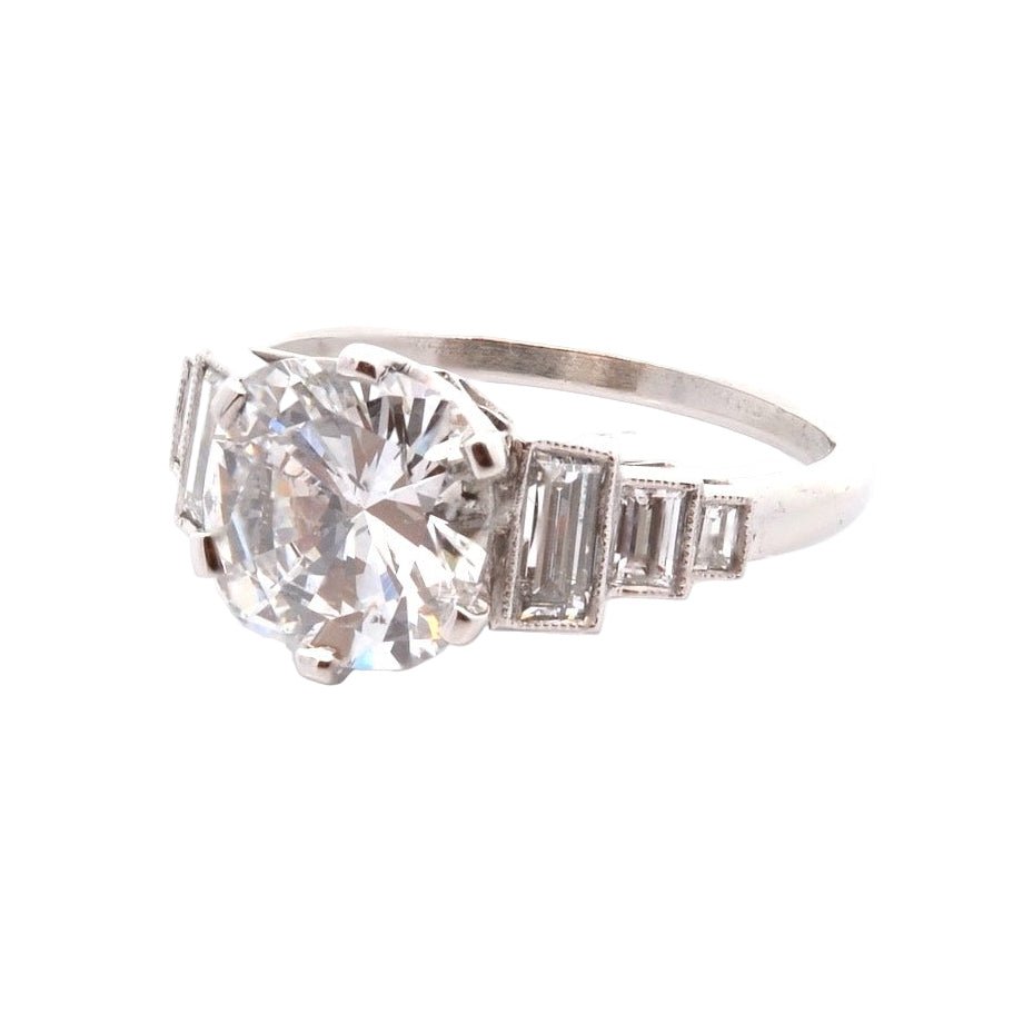 Bague Solitaire en platine et diamants - Castafiore