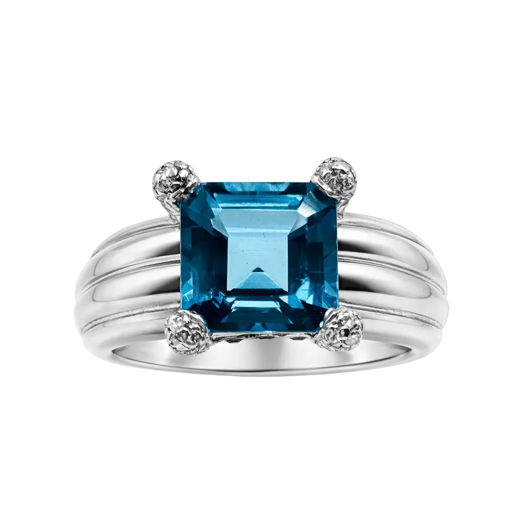 Bague Solitaire en platine et topaze - Castafiore