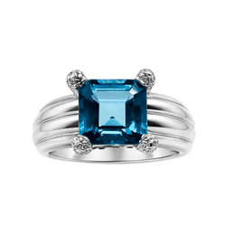 Bague Solitaire en platine et topaze - Castafiore