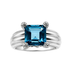 Bague Solitaire en platine et topaze - Castafiore