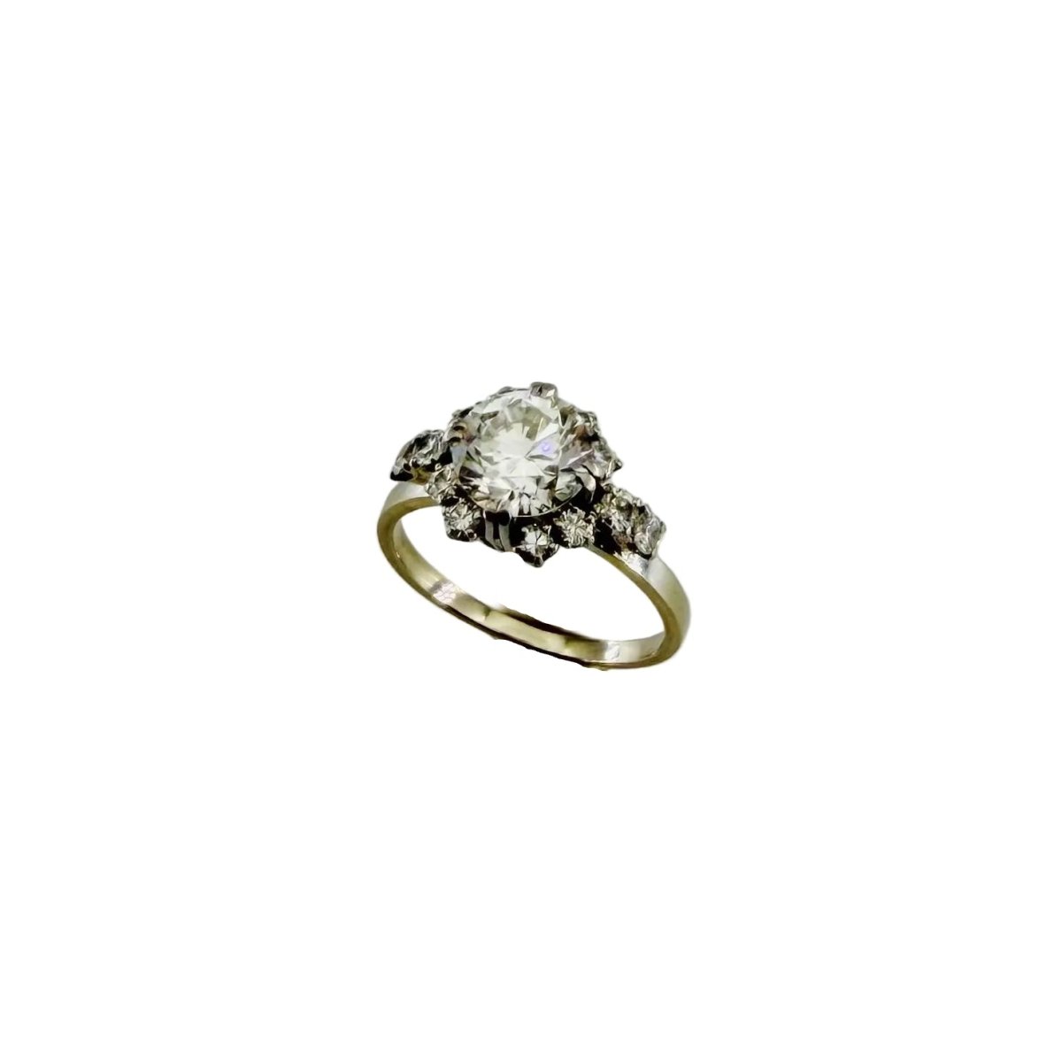 Bague Solitaire en platine, or blanc et diamants - Castafiore