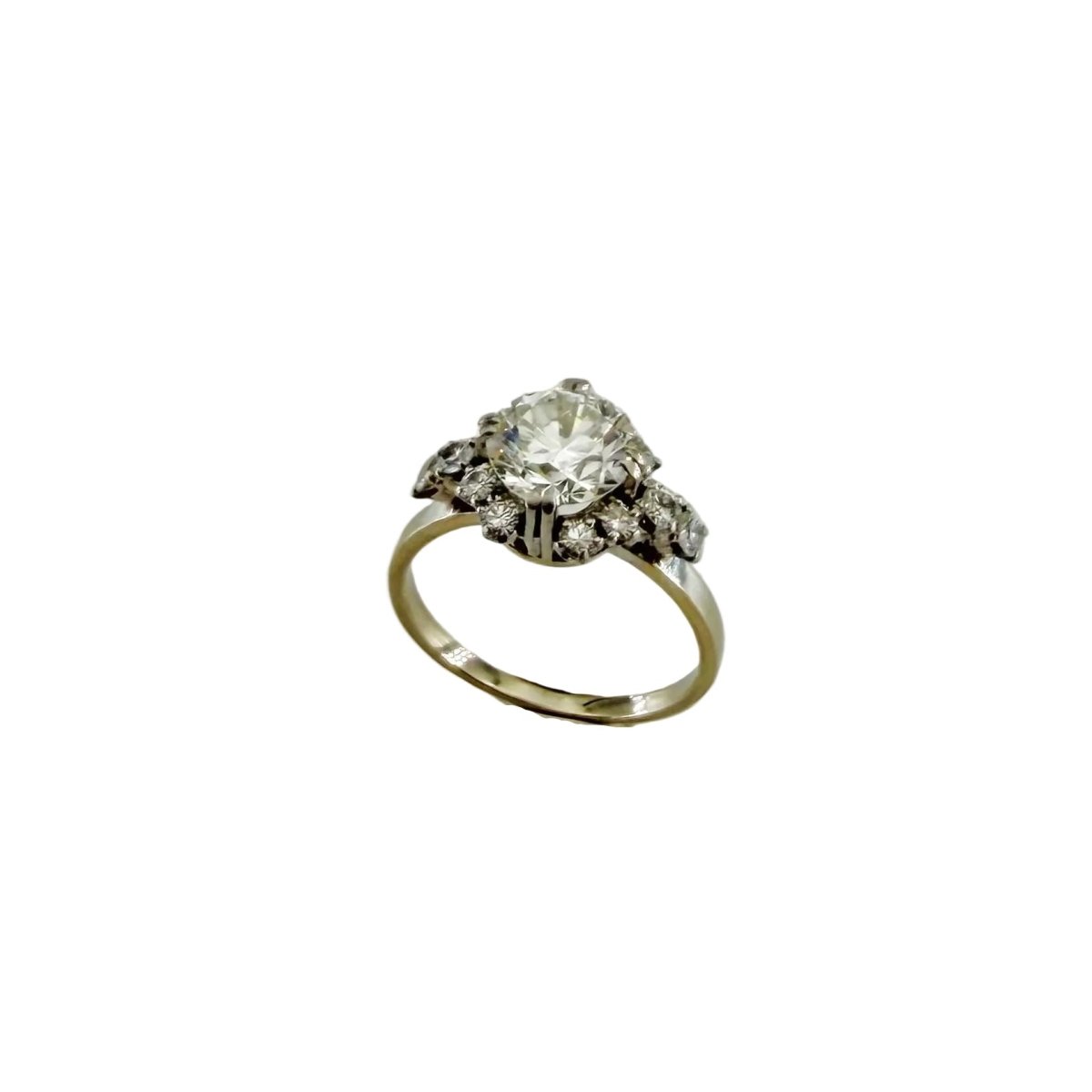 Bague Solitaire en platine, or blanc et diamants - Castafiore