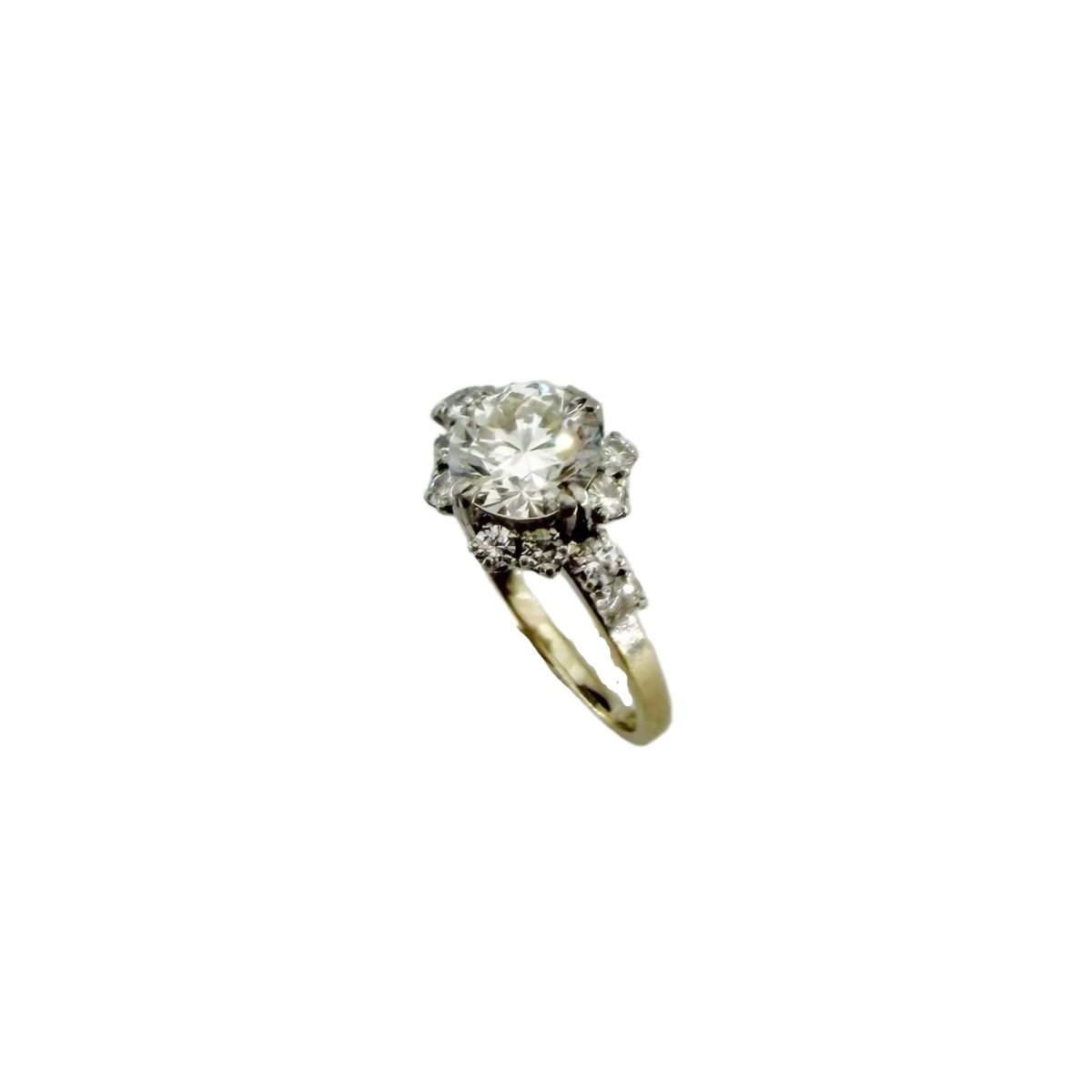 Bague Solitaire en platine, or blanc et diamants - Castafiore