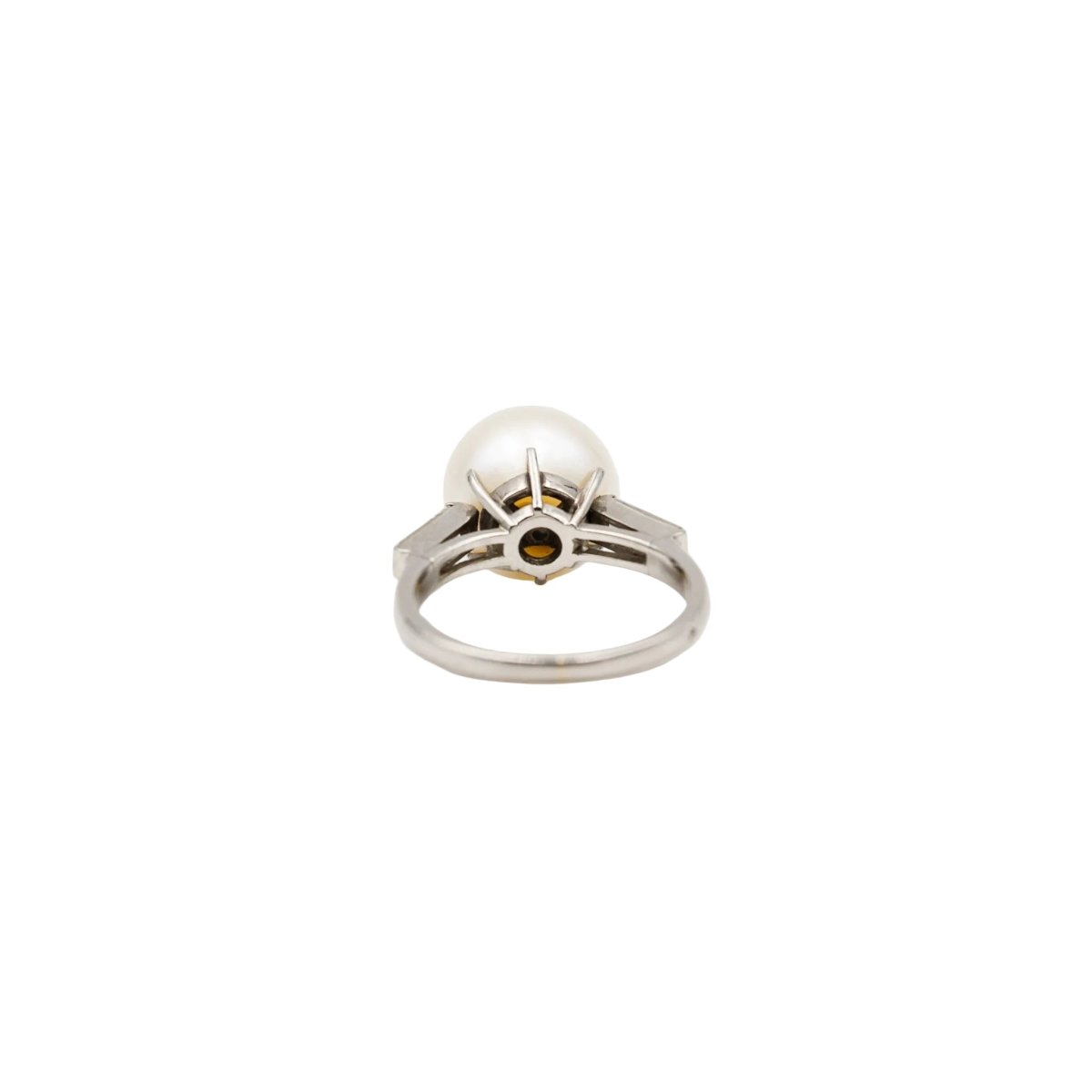 Bague Solitaire en platine, perle et diamants - Castafiore