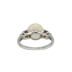 Bague Solitaire en platine, perle et diamants - Castafiore