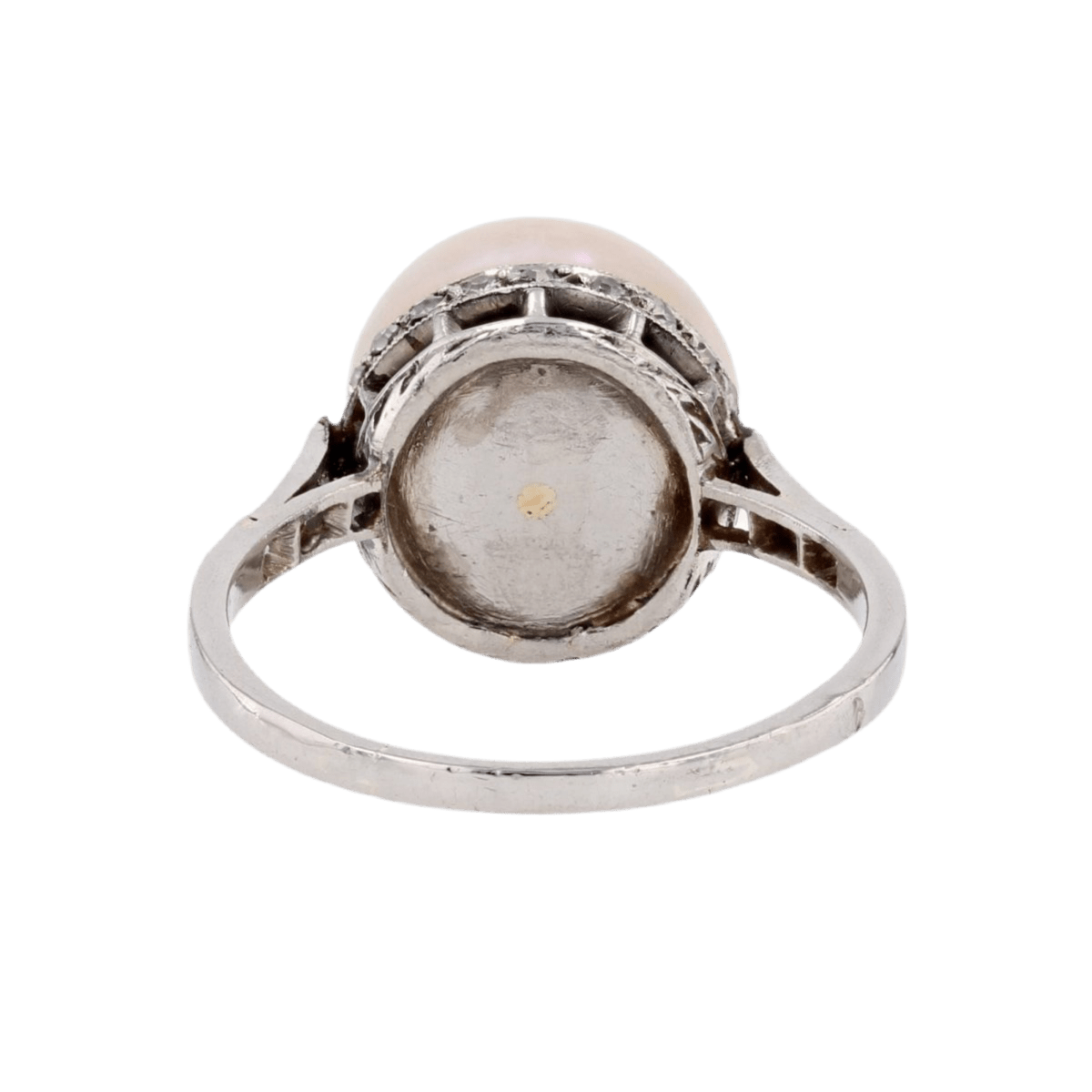 Bague Solitaire en platine, perle et diamants - Castafiore