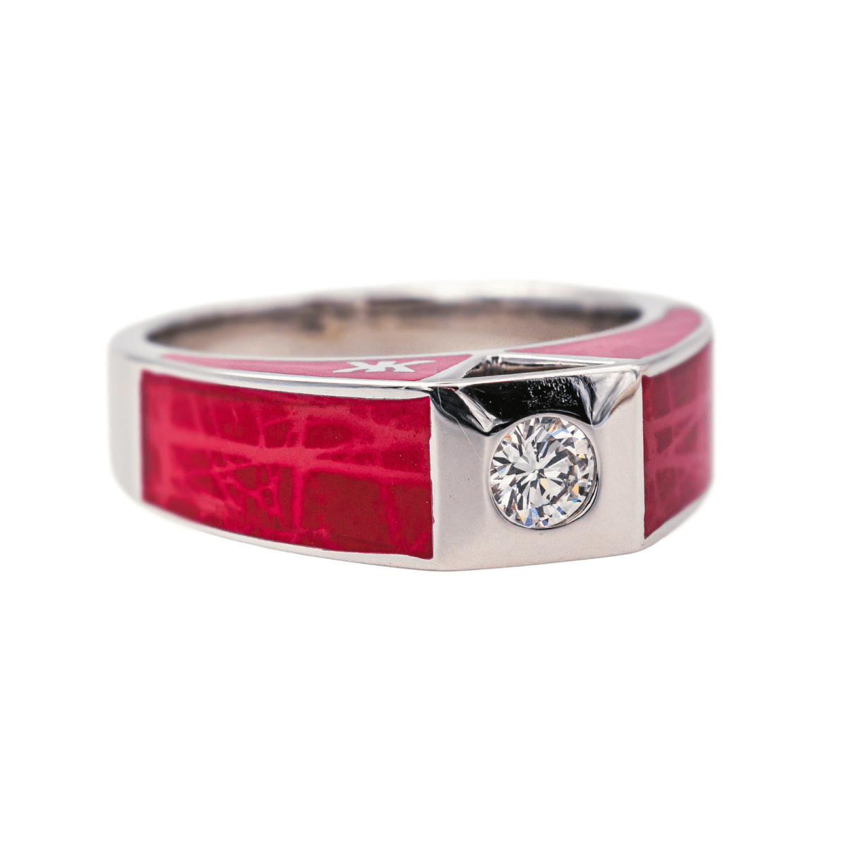 Bague Solitaire KORLOFF en or blanc, laque et diamant - Castafiore