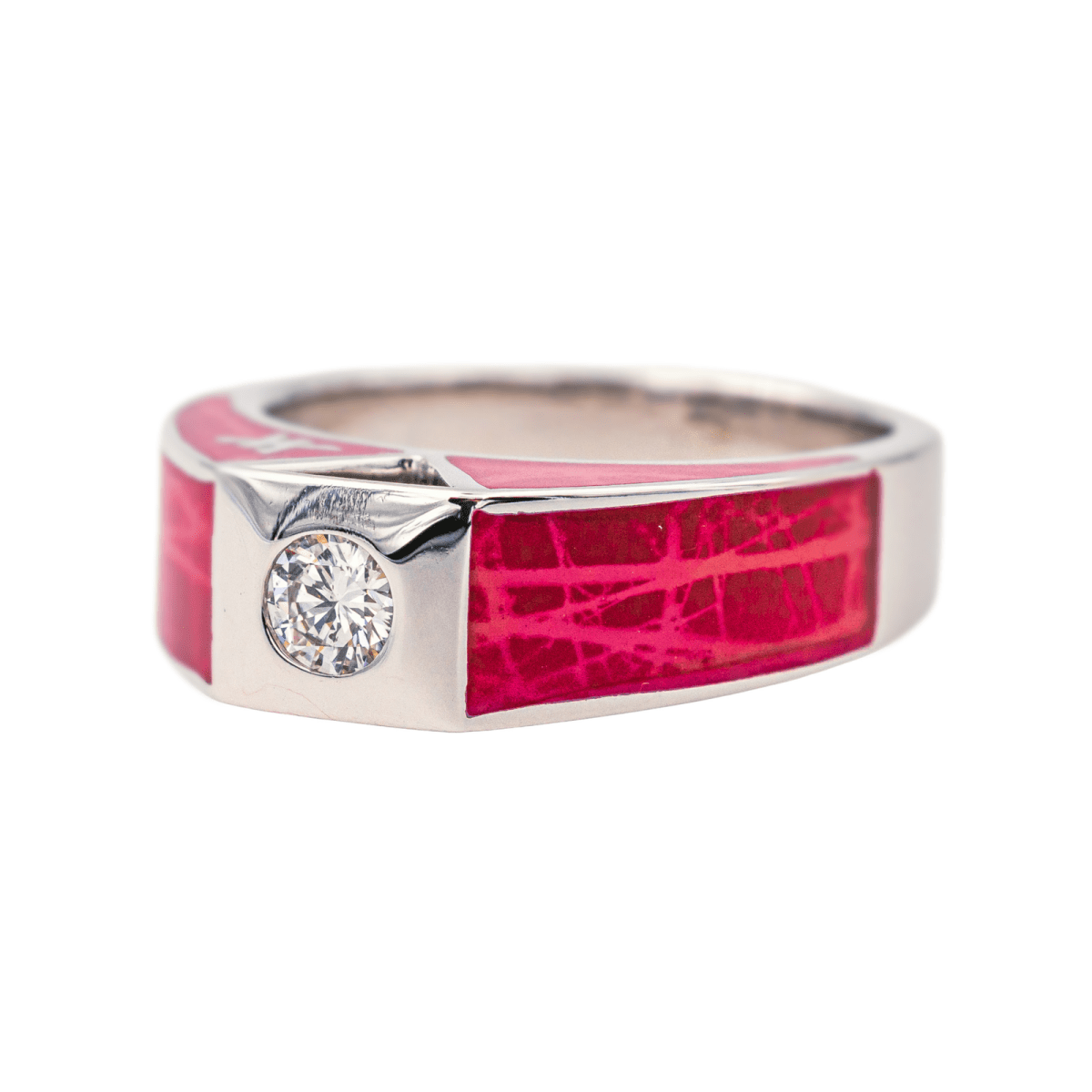 Bague Solitaire KORLOFF en or blanc, laque et diamant - Castafiore