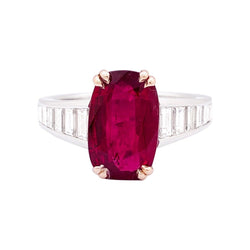 Bague Solitaire MANALYS en or blanc, or jaune, rubis et diamants - Castafiore