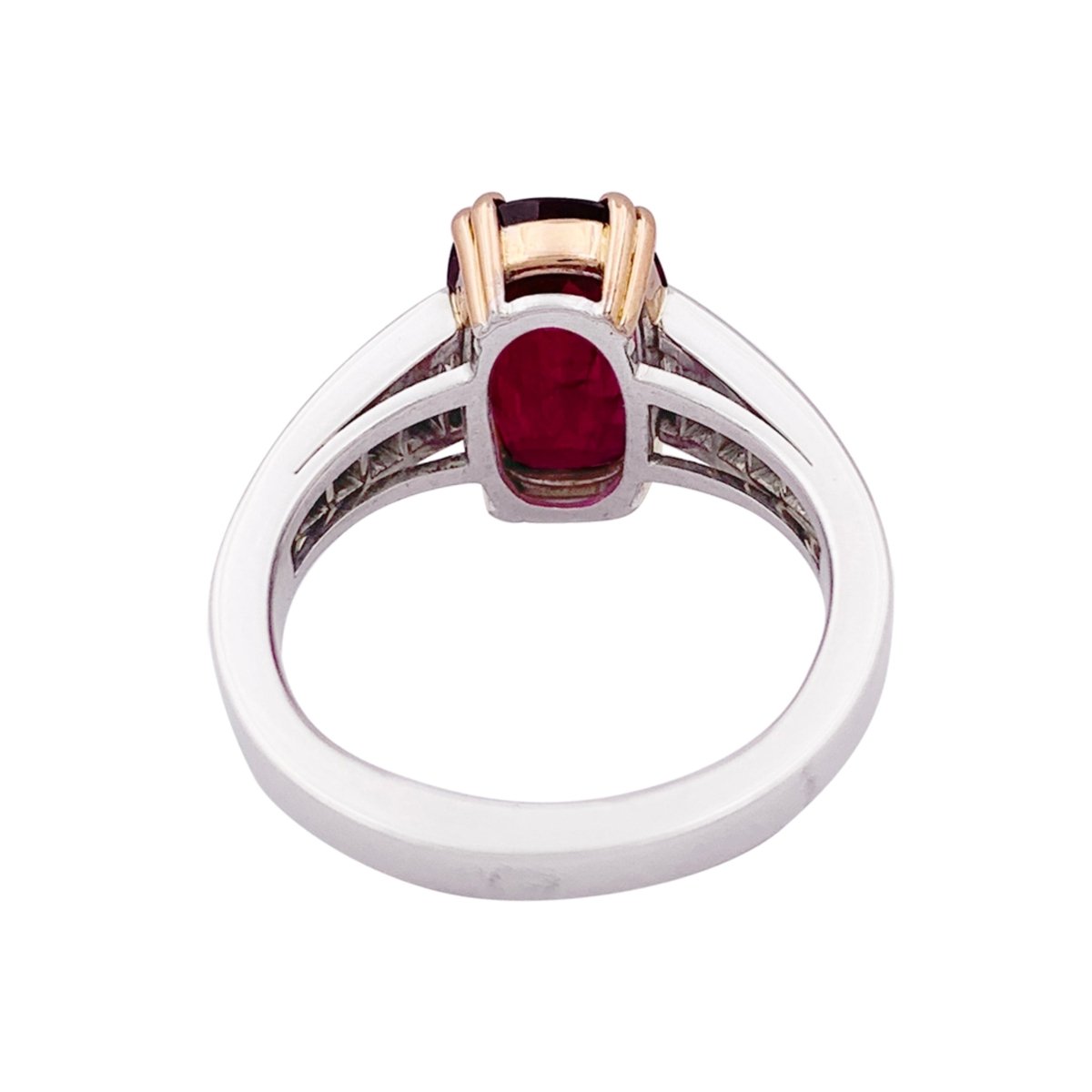 Bague Solitaire MANALYS en or blanc, or jaune, rubis et diamants - Castafiore