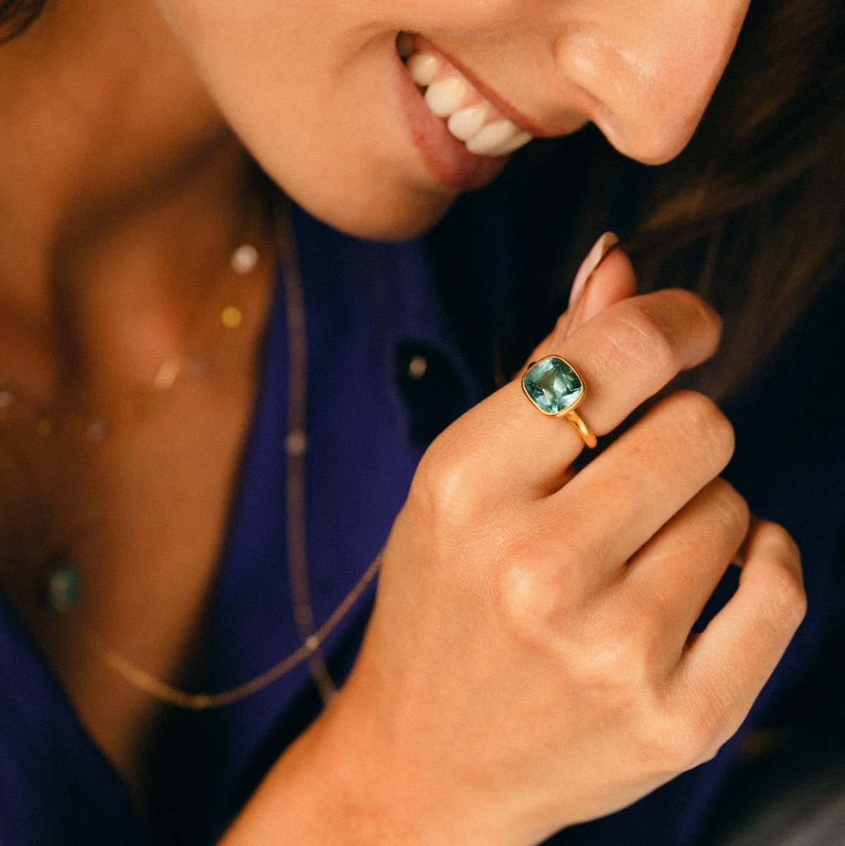 Bague Solitaire MARIE-HÉLÈNE DE TAILLAC en or jaune et tourmaline - Castafiore