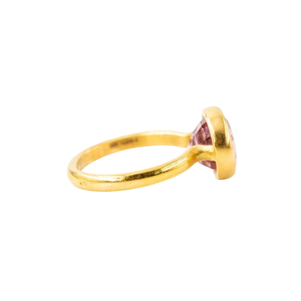 Bague Solitaire MARIE-HÉLÈNE DE TAILLAC "Princesse" en or jaune et tourmaline rose - Castafiore
