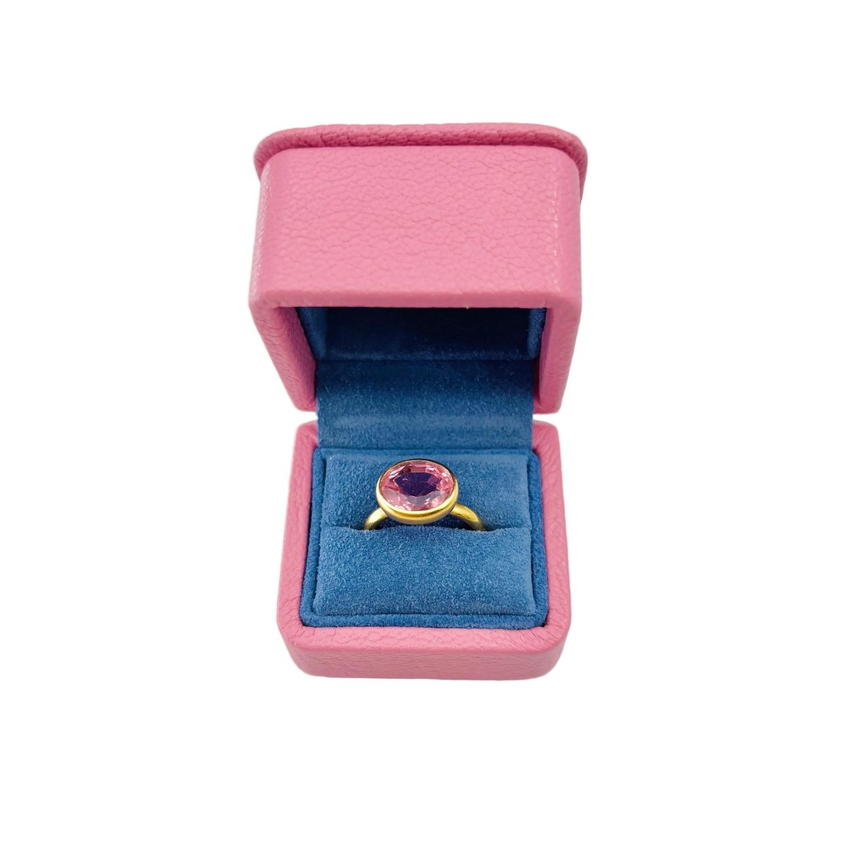 Bague Solitaire MARIE-HÉLÈNE DE TAILLAC "Princesse" en or jaune et tourmaline rose - Castafiore