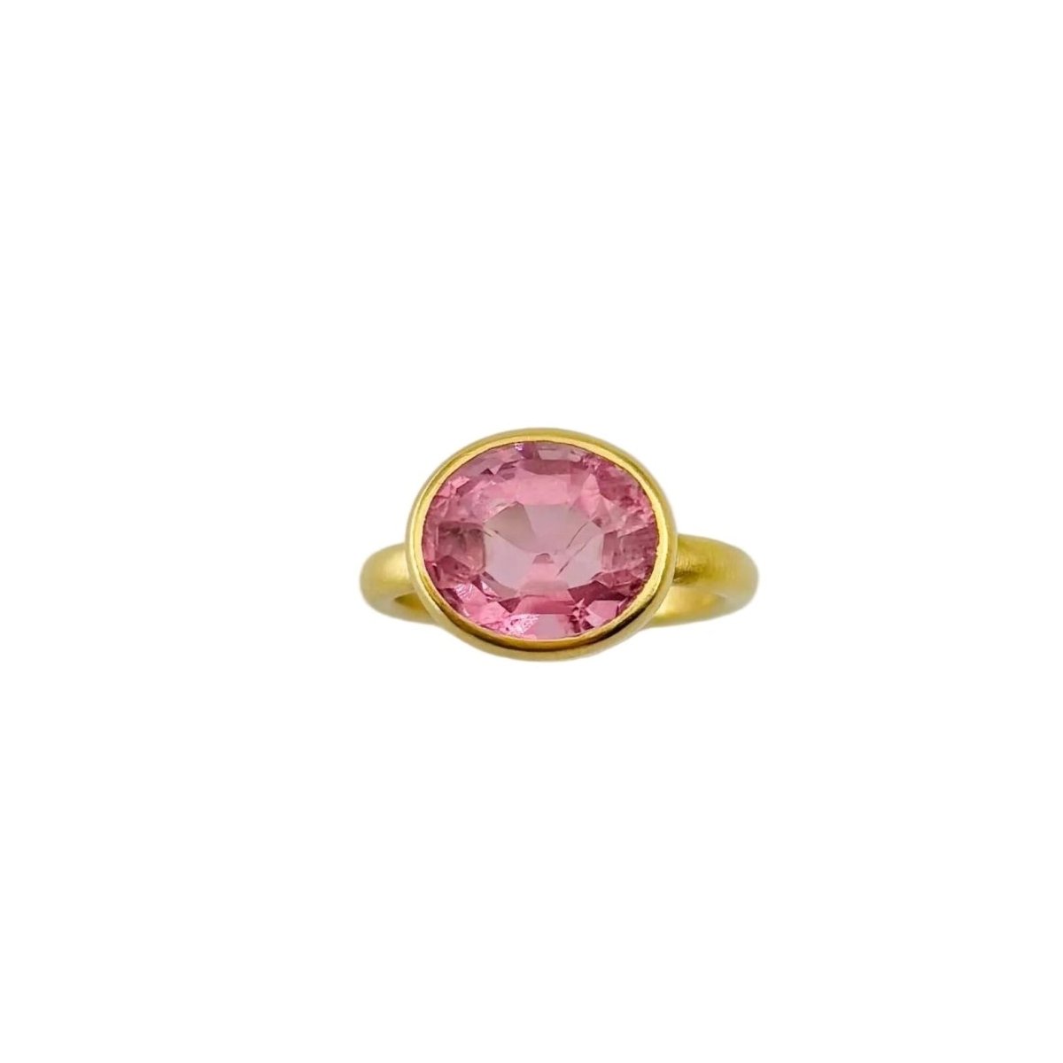 Bague Solitaire MARIE-HÉLÈNE DE TAILLAC "Princesse" en or jaune et tourmaline rose - Castafiore