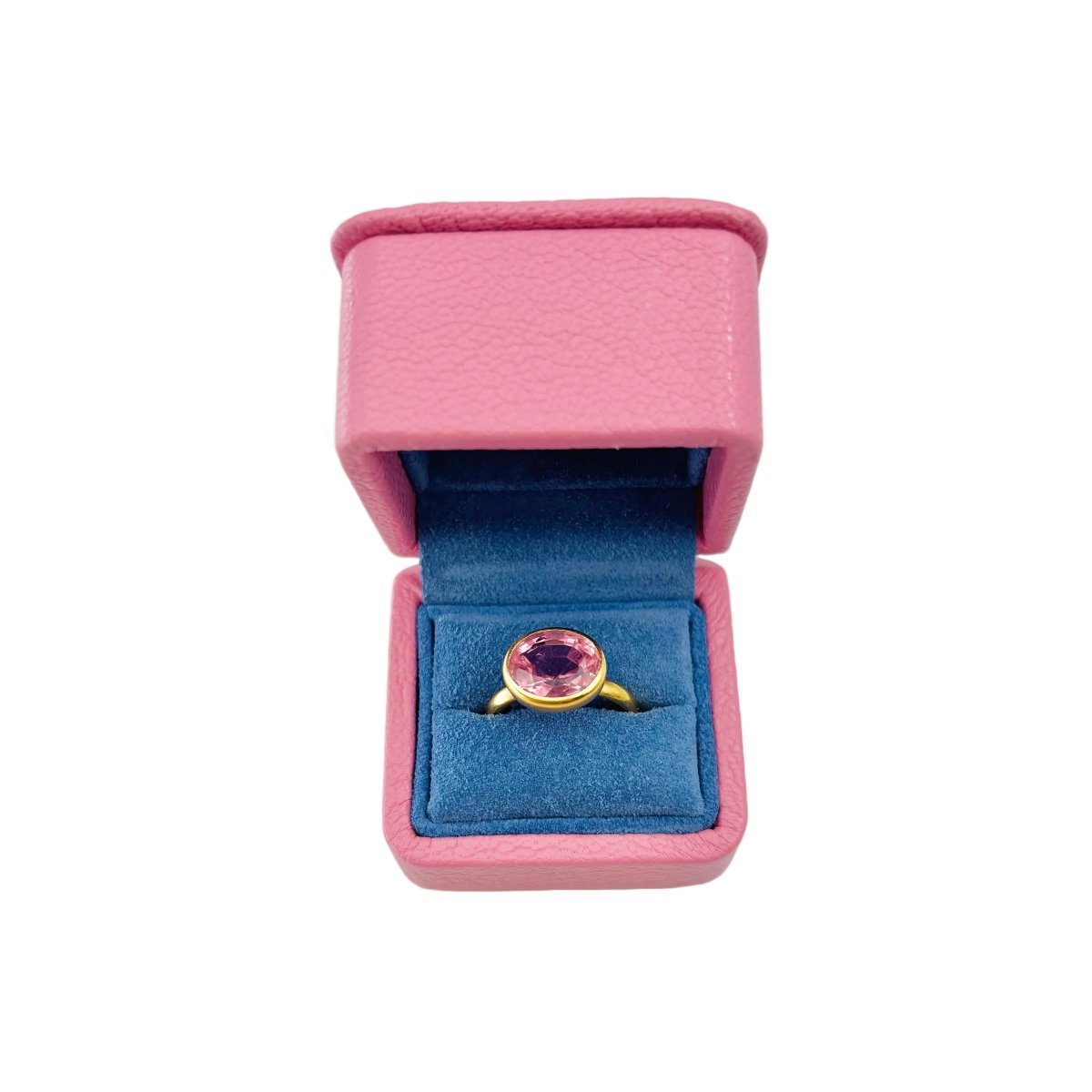 Bague Solitaire MARIE-HÉLÈNE DE TAILLAC "Princesse" en or jaune et tourmaline rose - Castafiore