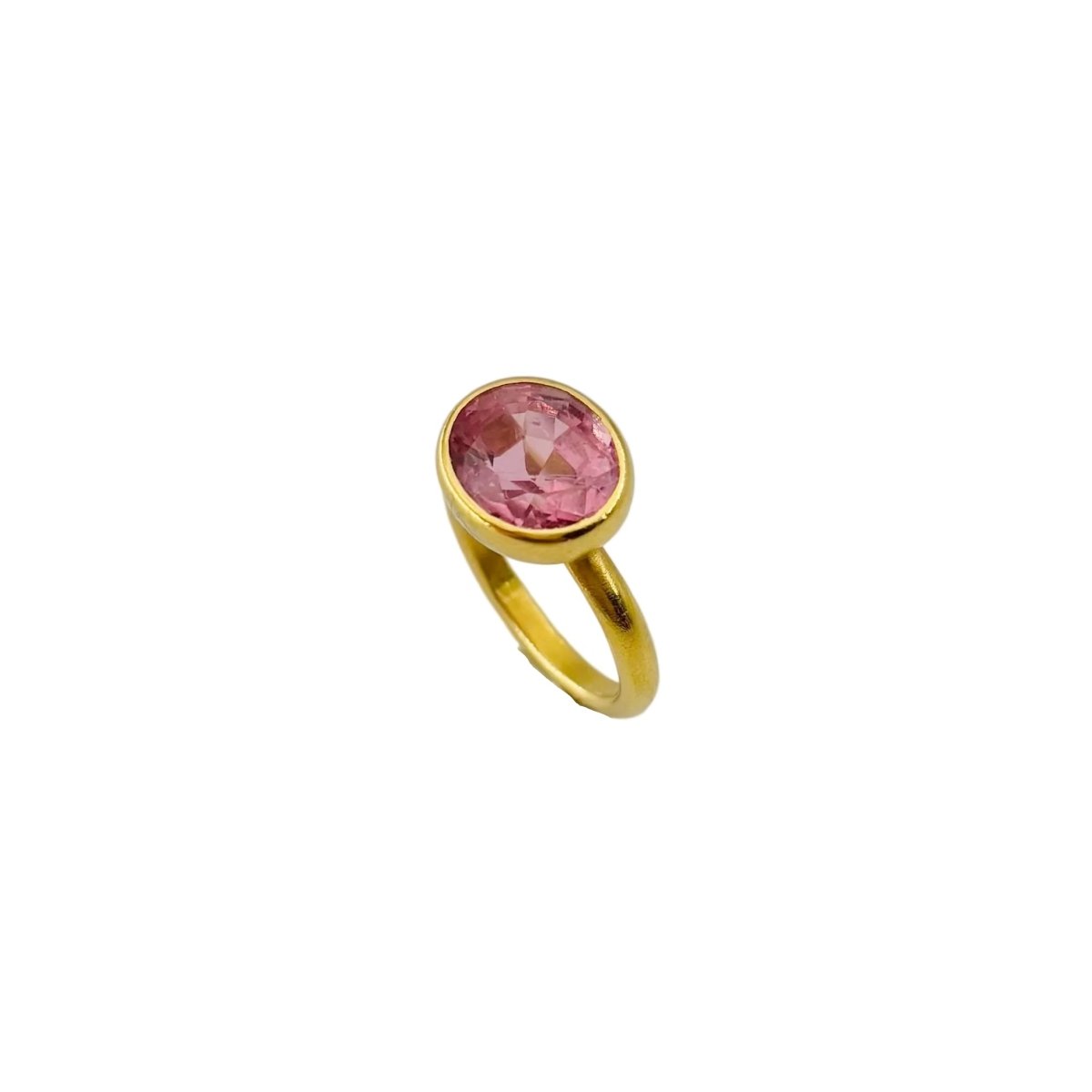 Bague Solitaire MARIE-HÉLÈNE DE TAILLAC "Princesse" en or jaune et tourmaline rose - Castafiore