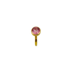 Bague Solitaire MARIE-HÉLÈNE DE TAILLAC "Princesse" en or jaune et tourmaline rose - Castafiore