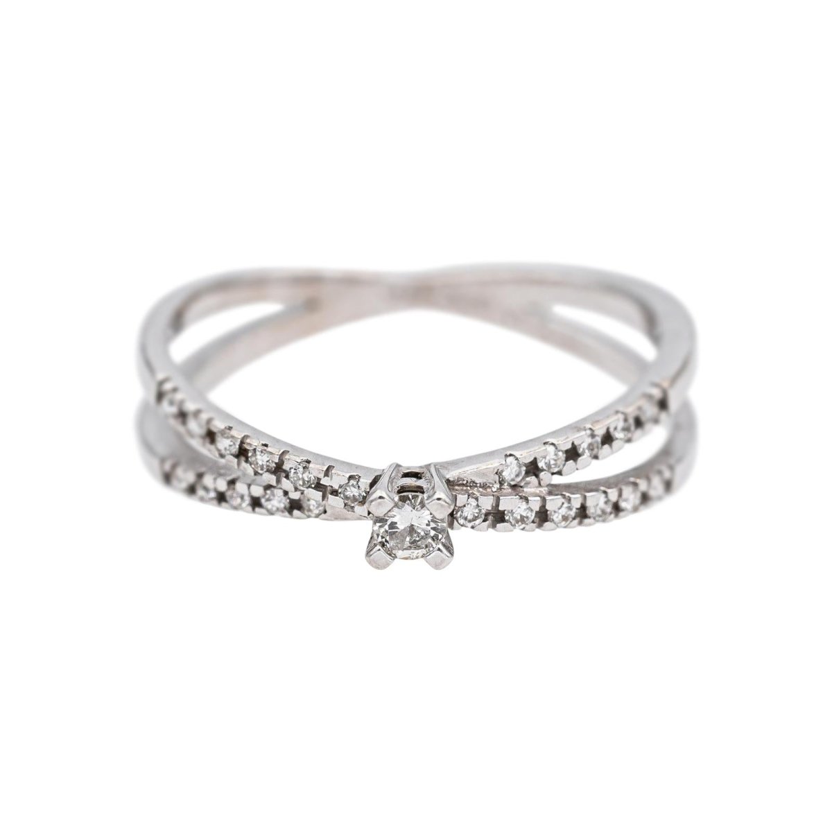 Bague Solitaire MAUBOUSSIN "A la croisée des chemins" en or blanc et diamants - Castafiore