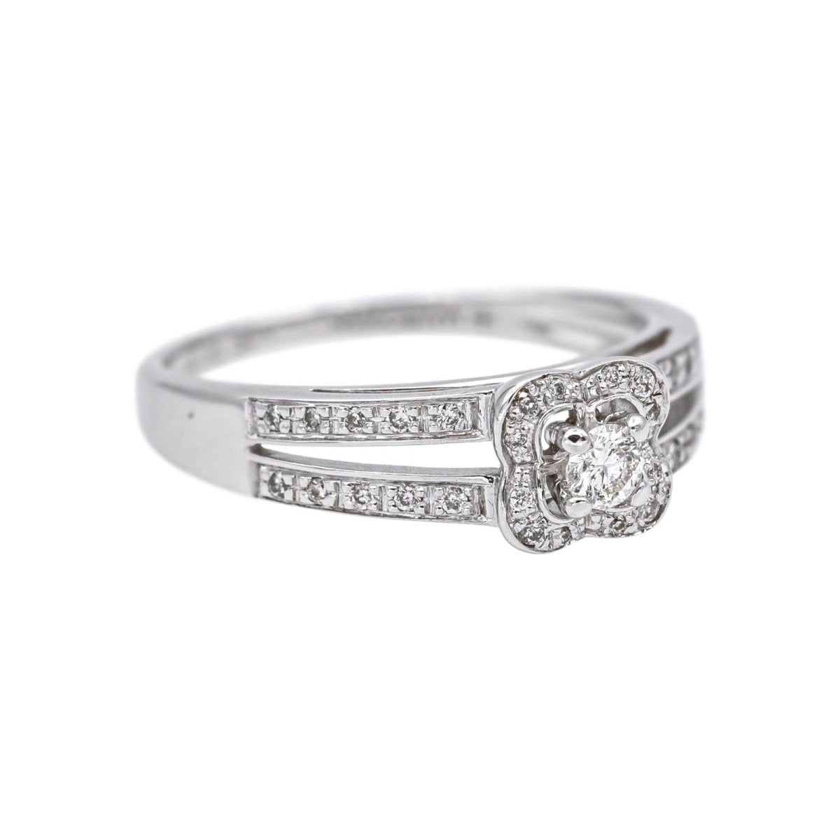 Bague Solitaire MAUBOUSSIN "Chance d'amour" en or blanc et diamants - Castafiore