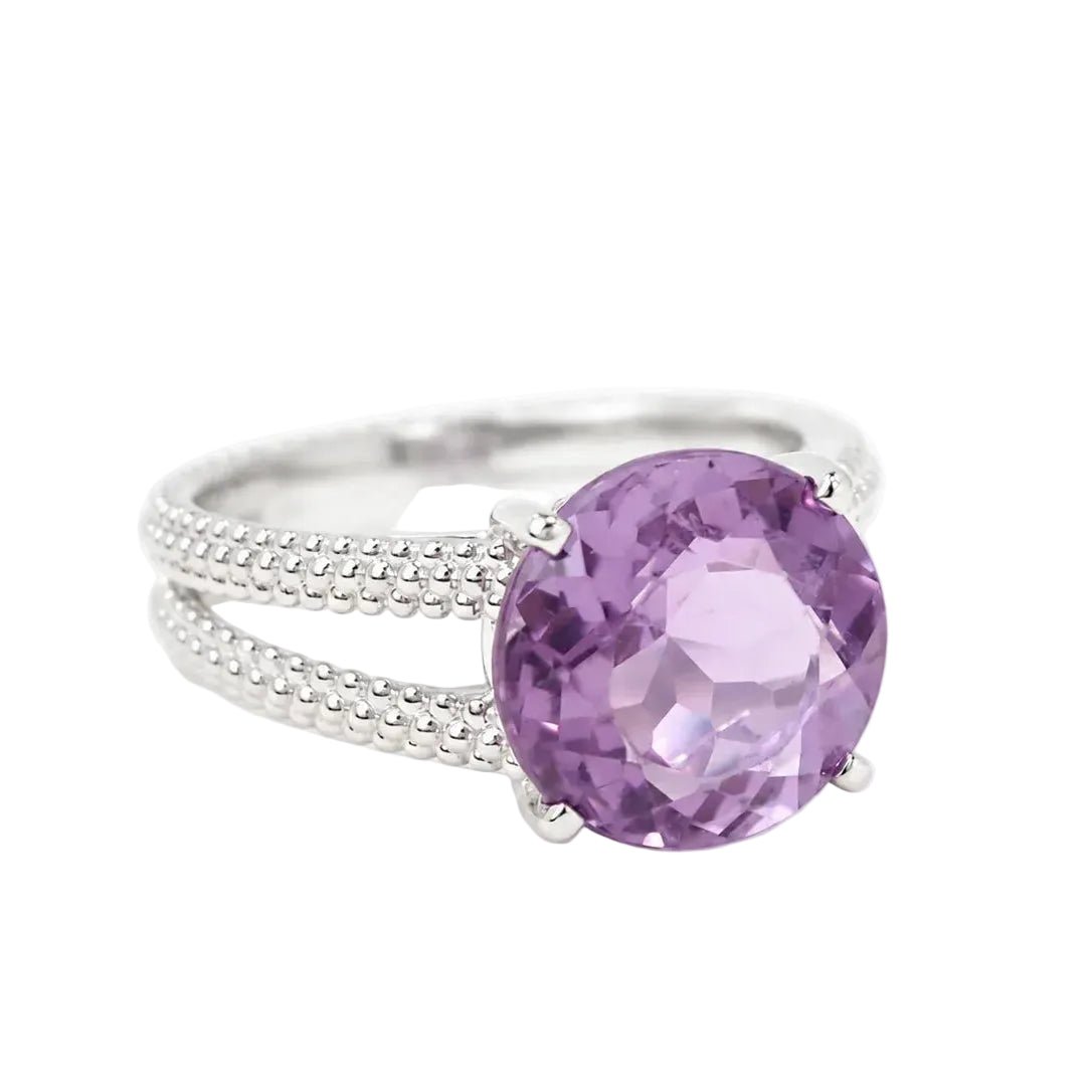 Bague Solitaire MAUBOUSSIN "Chanson d'amour" en or blanc, améthyste et diamants - Castafiore