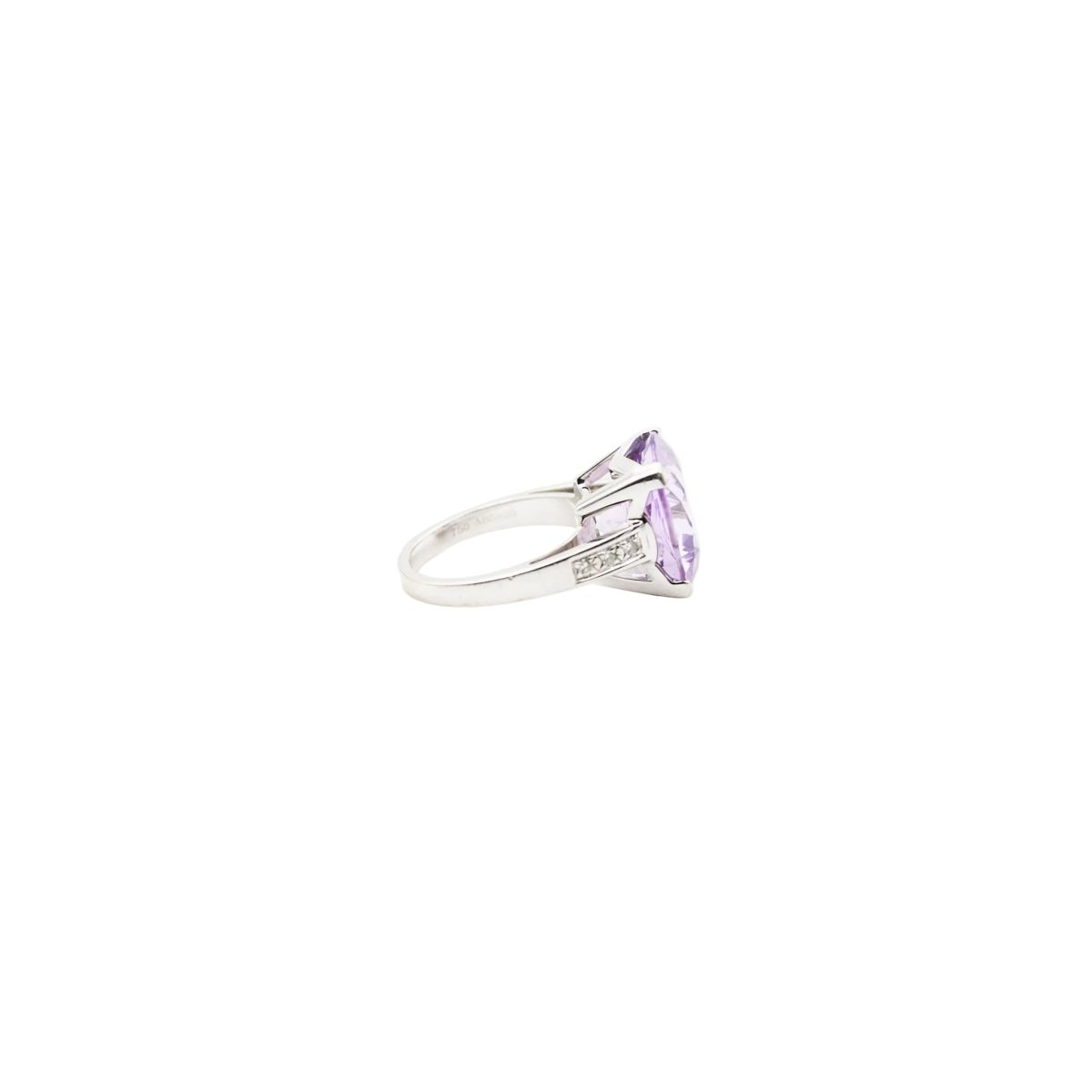 Bague Solitaire MAUBOUSSIN "Gueule d'amour" en or blanc, améthyste et diamants - Castafiore