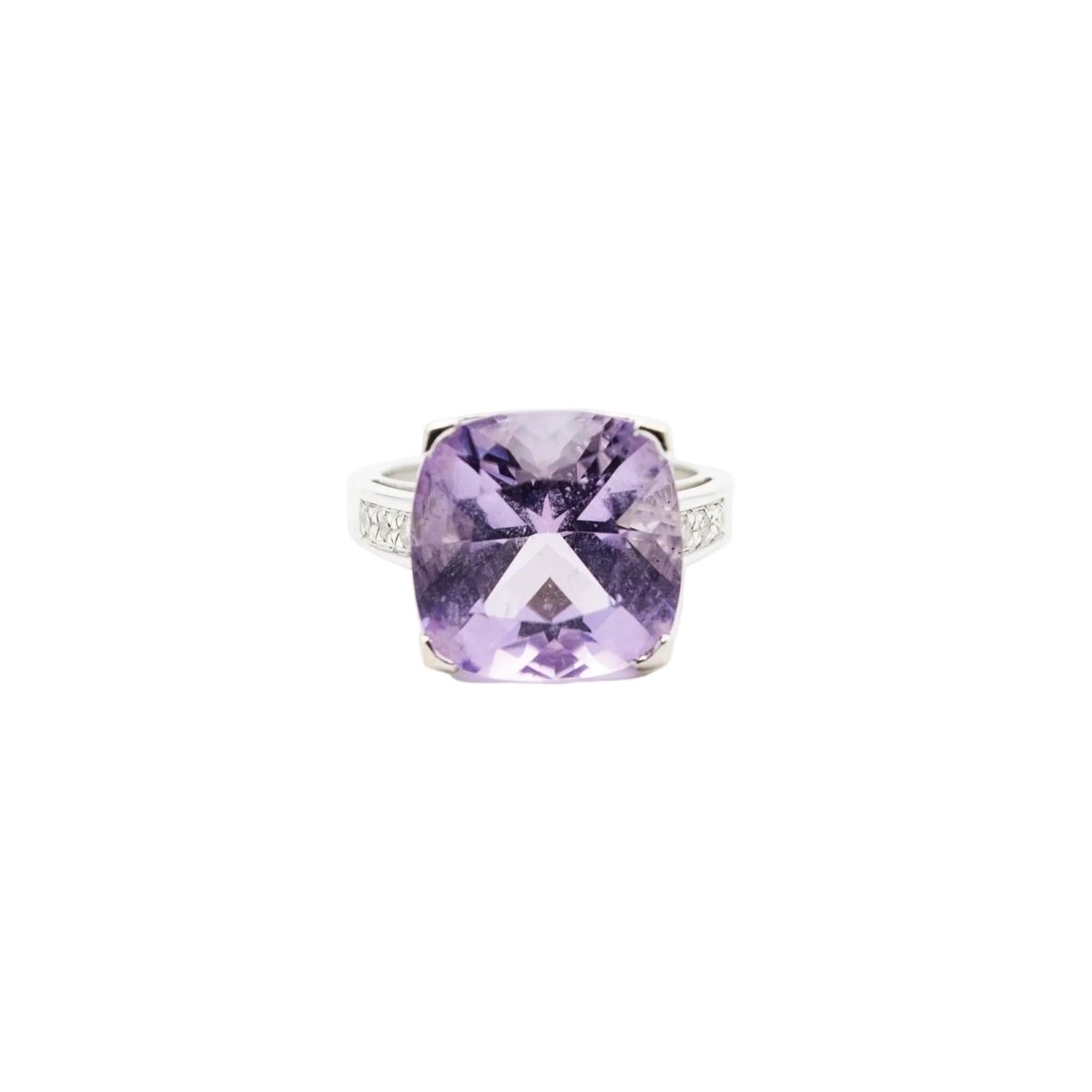 Bague Solitaire MAUBOUSSIN "Gueule d'amour" en or blanc, améthyste et diamants - Castafiore