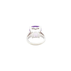 Bague Solitaire MAUBOUSSIN "Gueule d'amour" en or blanc, améthyste et diamants - Castafiore