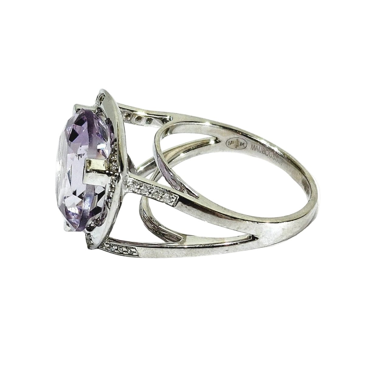 Bague Solitaire MAUBOUSSIN "Mes coules à toi" en or blanc, améthyste et diamants - Castafiore