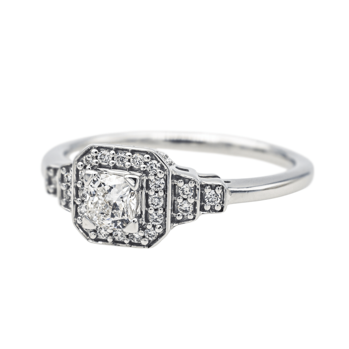 Bague Solitaire MAUBOUSSIN "Un Automne 1930" en or blanc et diamants - Castafiore