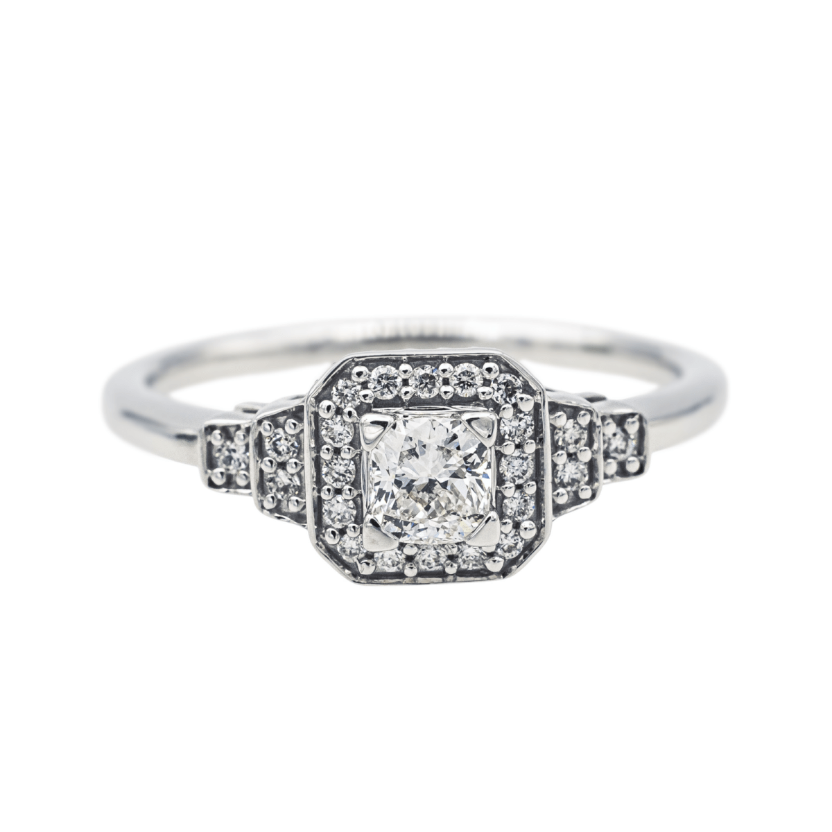 Bague Solitaire MAUBOUSSIN "Un Automne 1930" en or blanc et diamants - Castafiore