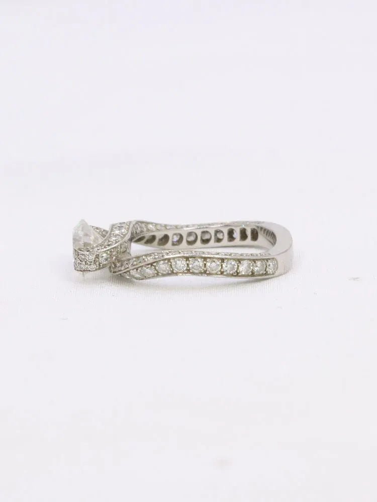 Bague solitaire or blanc diamants taille brillant 0,90 ct - Castafiore