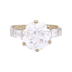 Bague solitaire or jaune, diamant 3,32 cts. - Castafiore