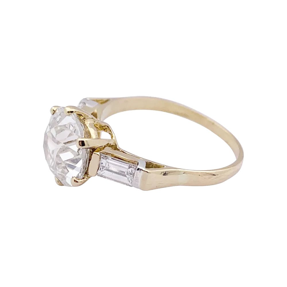 Bague solitaire or jaune, diamant 3,32 cts. - Castafiore