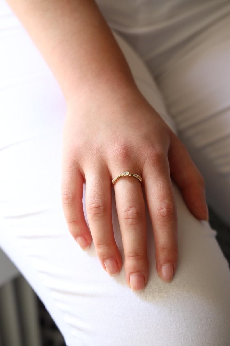 Bague Solitaire Or jaune Diamant - Castafiore