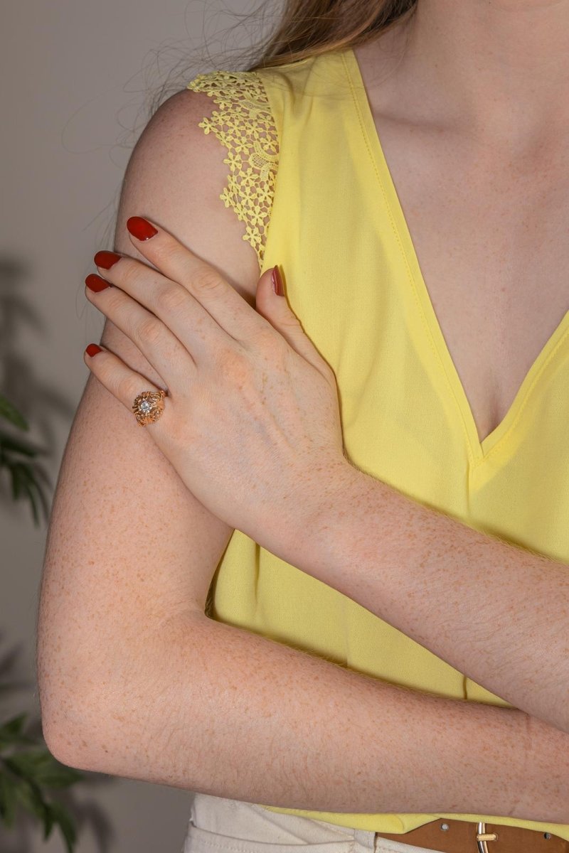Bague Solitaire Or rose Diamant - Castafiore