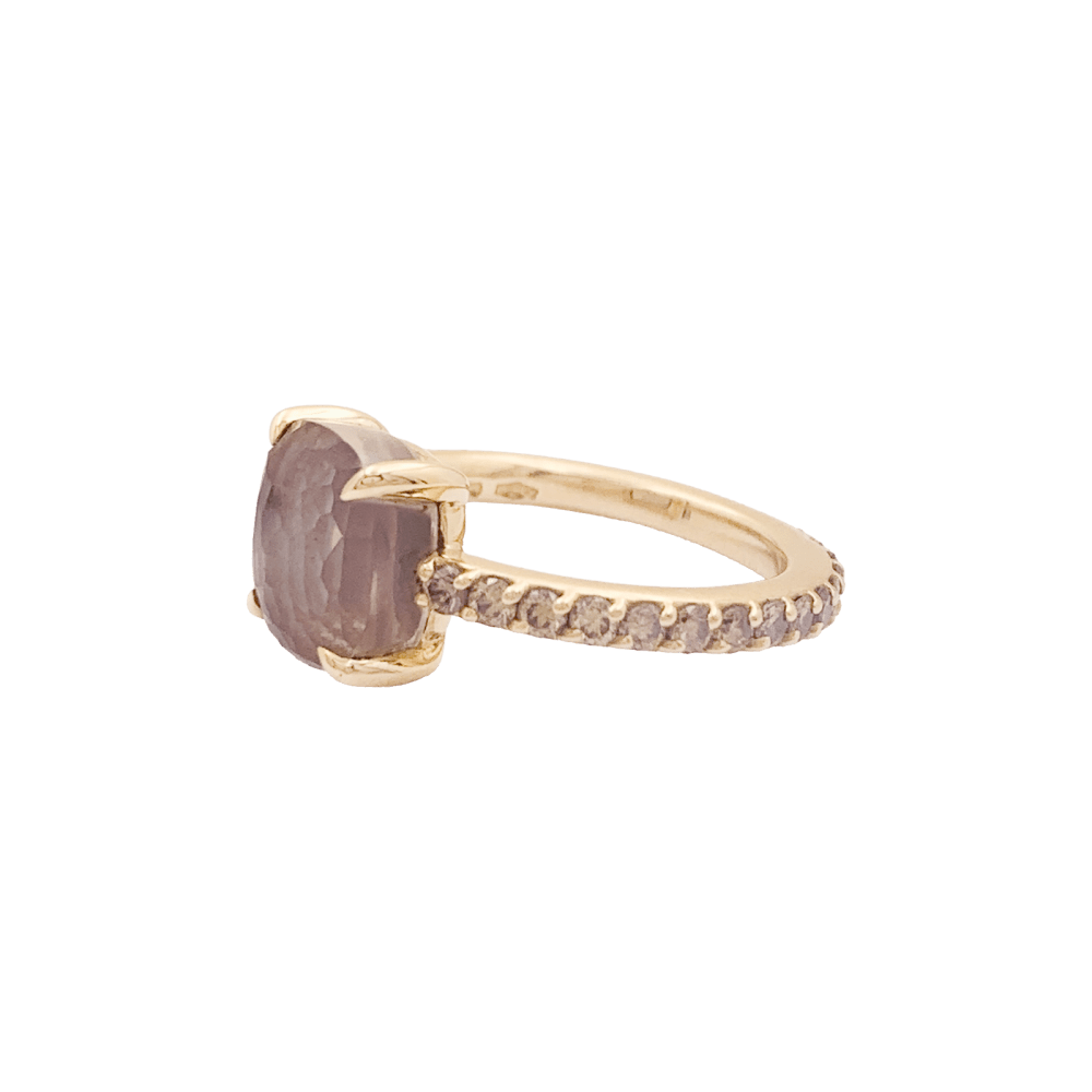 Bague Solitaire POMELLATO "Baby" en or rose, quartz et diamants - Castafiore
