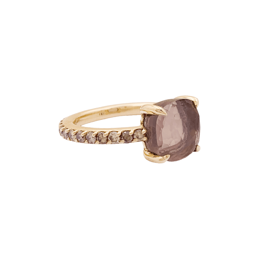 Bague Solitaire POMELLATO "Baby" en or rose, quartz et diamants - Castafiore