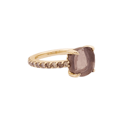 Bague Solitaire POMELLATO "Baby" en or rose, quartz et diamants - Castafiore