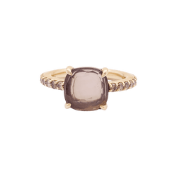 Bague Solitaire POMELLATO "Baby" en or rose, quartz et diamants - Castafiore