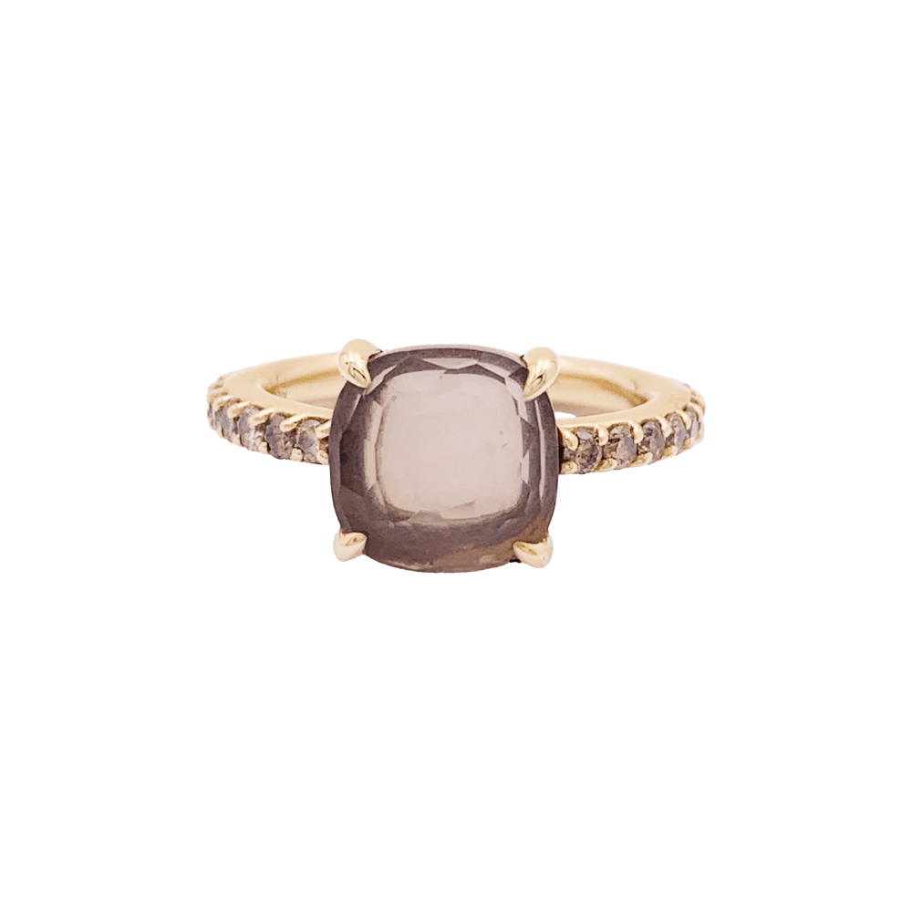 Bague Solitaire POMELLATO "Baby" en or rose, quartz et diamants - Castafiore