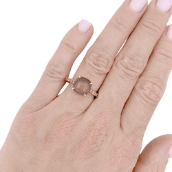 Bague Solitaire POMELLATO "Baby" en or rose, quartz et diamants - Castafiore