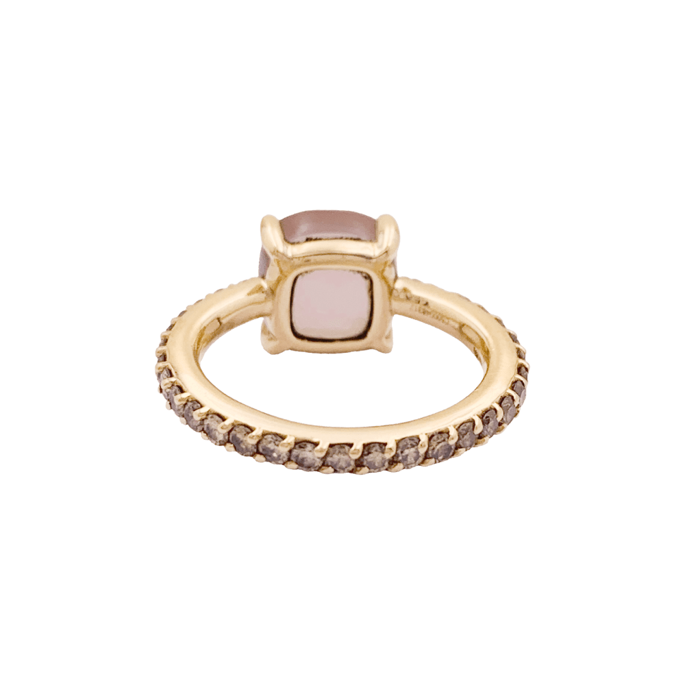 Bague Solitaire POMELLATO "Baby" en or rose, quartz et diamants - Castafiore