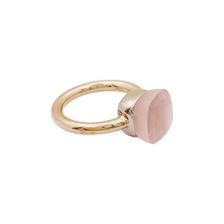 Bague Solitaire POMELLATO "Nudo Classic" en or blanc, or rose et quartz - Castafiore
