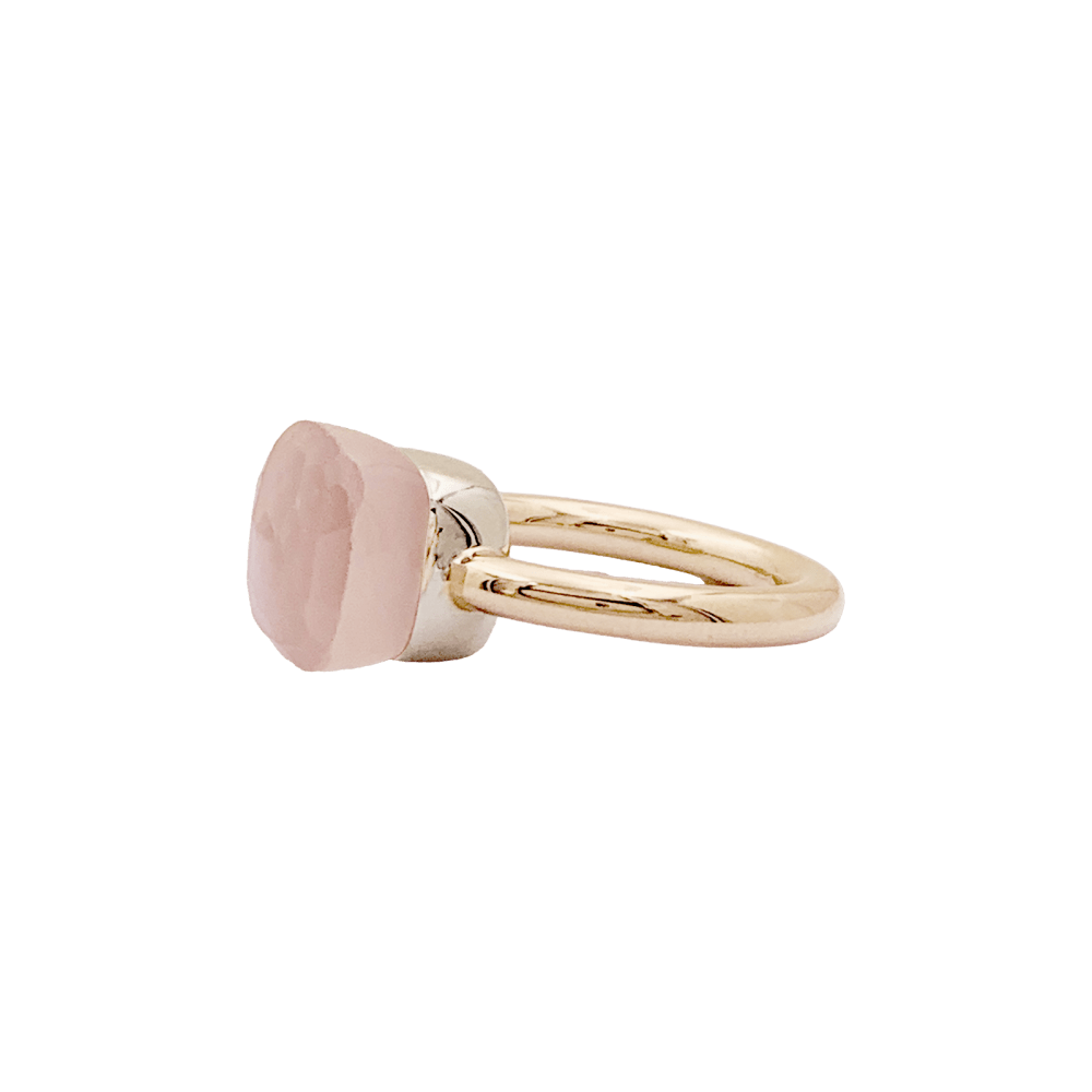 Bague Solitaire POMELLATO "Nudo Classic" en or blanc, or rose et quartz - Castafiore
