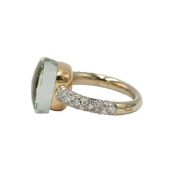Bague Solitaire POMELLATO "Nudo Classic" en or blanc, or rose, prasiolite et diamants - Castafiore
