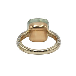 Bague Solitaire POMELLATO "Nudo Classic" en or blanc, or rose, prasiolite et diamants - Castafiore