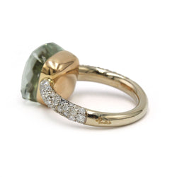 Bague Solitaire POMELLATO "Nudo Classic" en or blanc, or rose, prasiolite et diamants - Castafiore